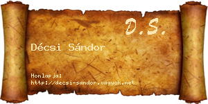 Décsi Sándor névjegykártya
