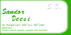 sandor decsi business card